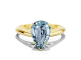 Yellow gold Pear Cut Aquamarine Solitaire Engagement Ring with Cathedral Setting and Four-Prong Mount_84