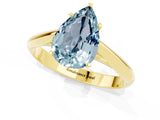 Yellow gold Pear Cut Aquamarine Solitaire Engagement Ring with Cathedral Setting and Four-Prong Mount_85