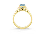 Yellow gold Pear Cut Aquamarine Solitaire Engagement Ring with Cathedral Setting and Four-Prong Mount_87
