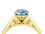 Yellow gold Pear Cut Aquamarine Solitaire Engagement Ring with Cathedral Setting and Four-Prong Mount_88