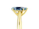 Yellow gold Pear Cut Aquamarine Solitaire Engagement Ring with Cathedral Setting and Four-Prong Mount_89
