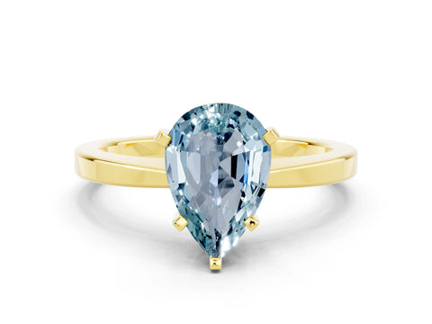 Yellow gold Pear Cut Aquamarine Solitaire Engagement Ring with Classic Band and Four-Prong Setting_24