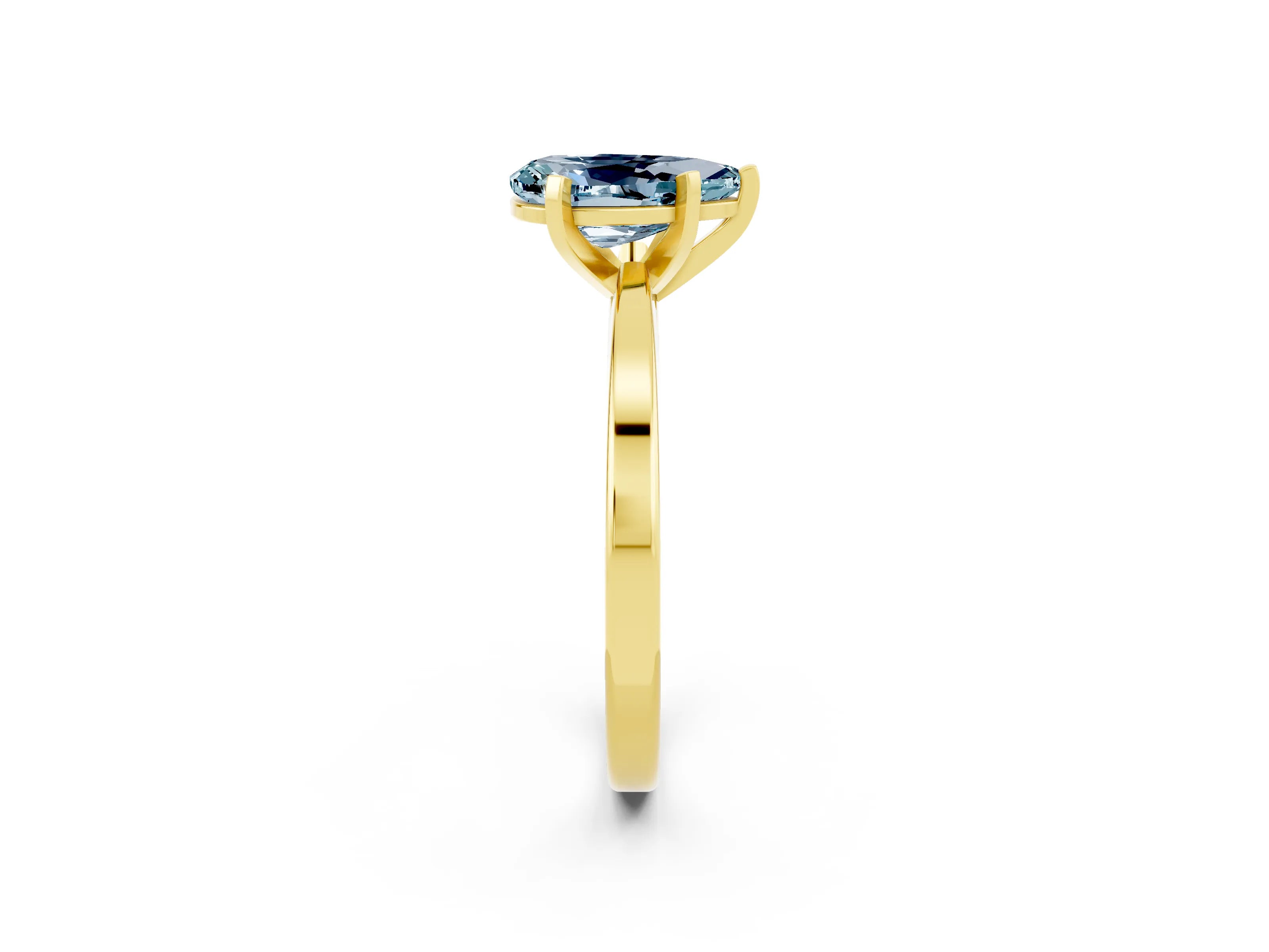 Yellow gold Pear Cut Aquamarine Solitaire Engagement Ring with Classic Band and Four-Prong Setting_26