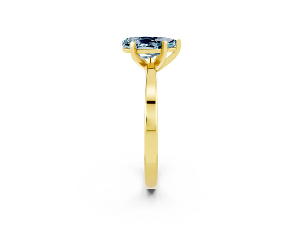 Yellow gold Pear Cut Aquamarine Solitaire Engagement Ring with Classic Band and Four-Prong Setting