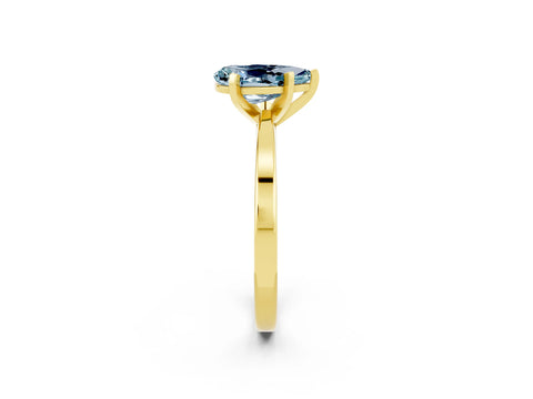 Yellow gold Pear Cut Aquamarine Solitaire Engagement Ring with Classic Band and Four-Prong Setting_26
