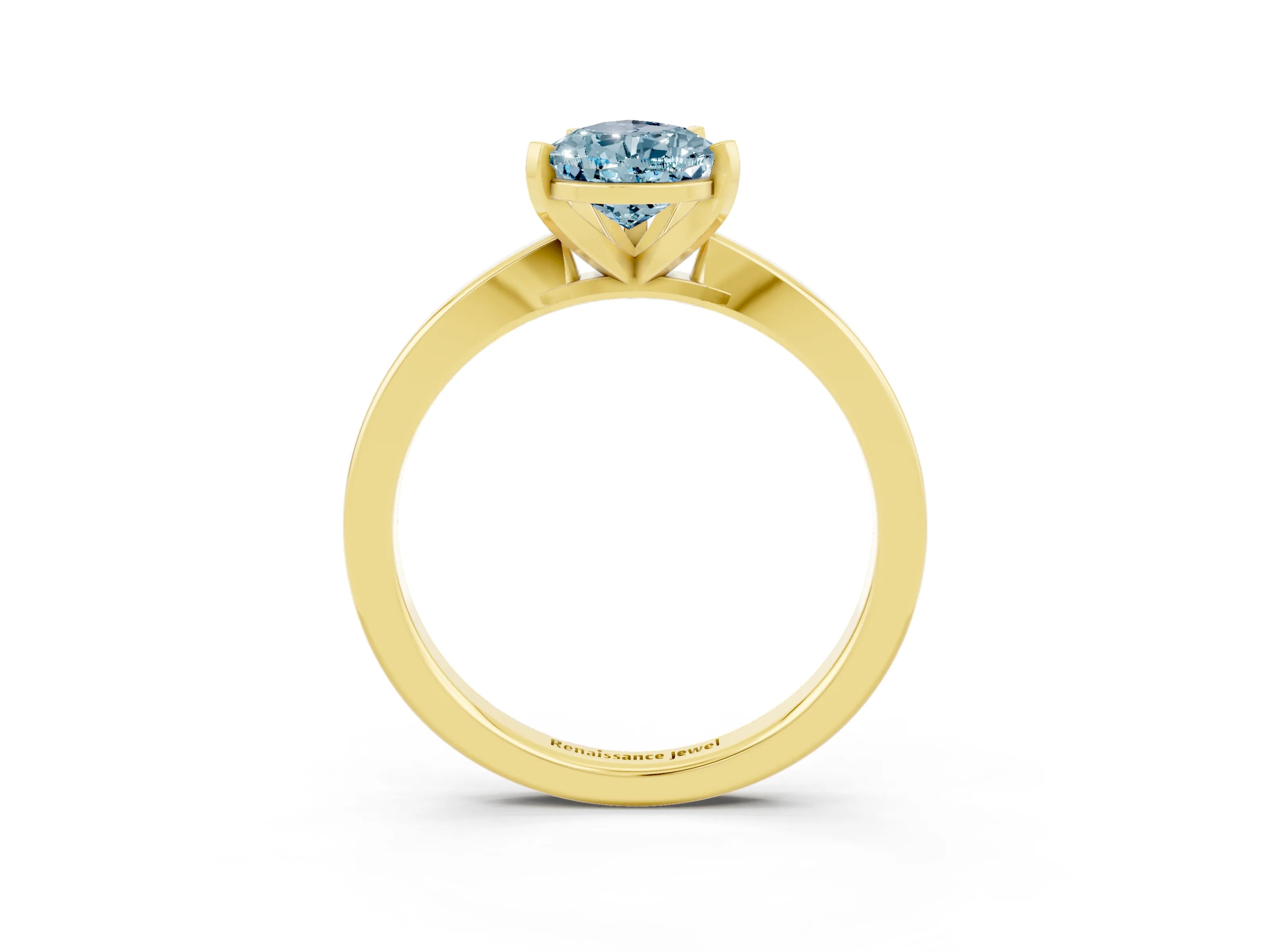 Yellow gold Pear Cut Aquamarine Solitaire Engagement Ring with Classic Band and Four-Prong Setting_27