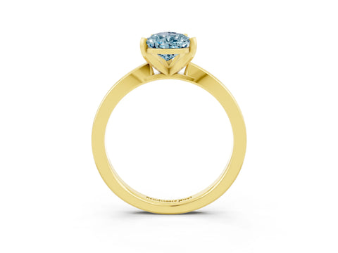 Yellow gold Pear Cut Aquamarine Solitaire Engagement Ring with Classic Band and Four-Prong Setting_27