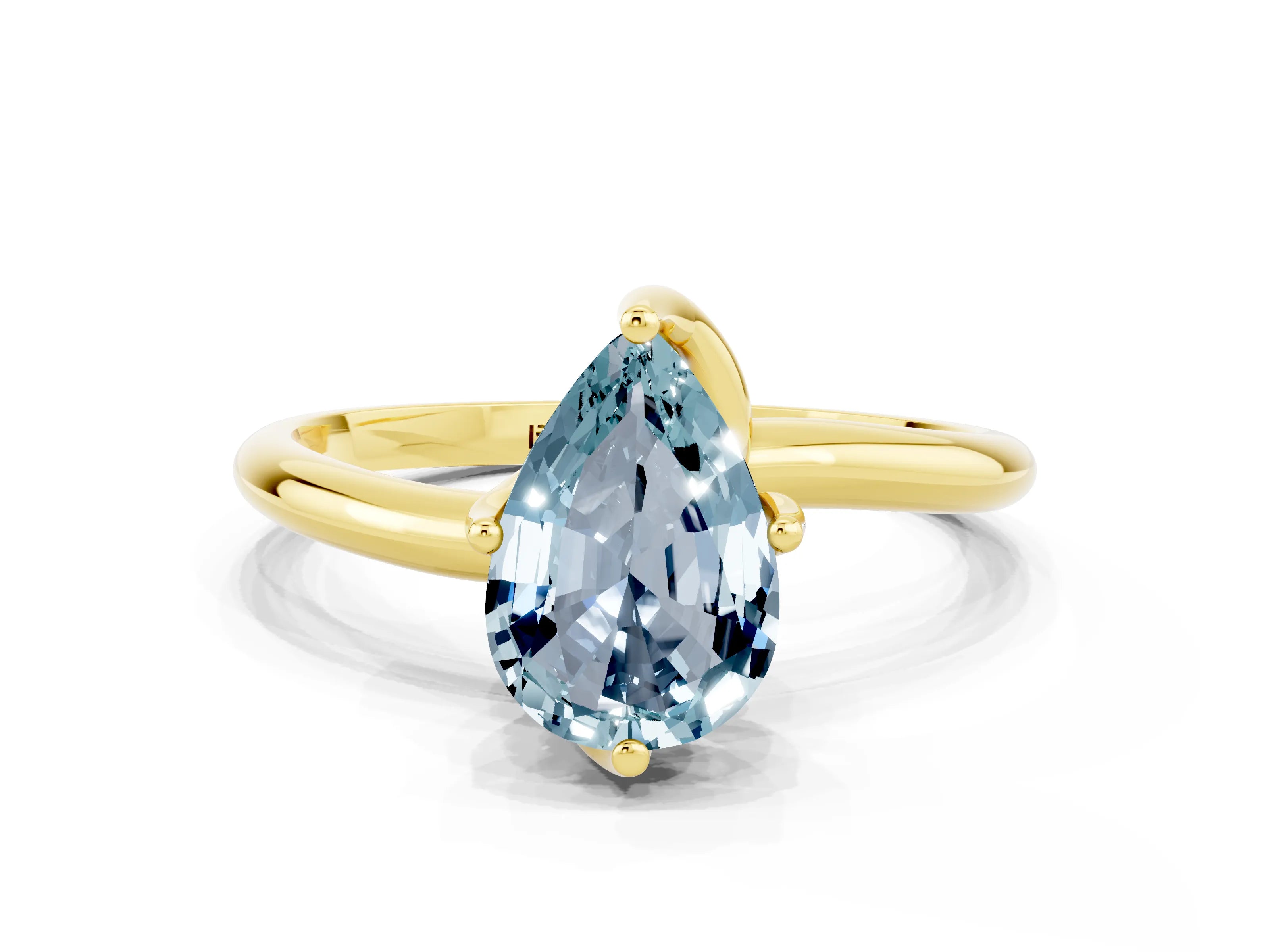 Yellow gold Pear Cut Aquamarine Solitaire Engagement Ring with Four-Prong Setting and Classic Band_24