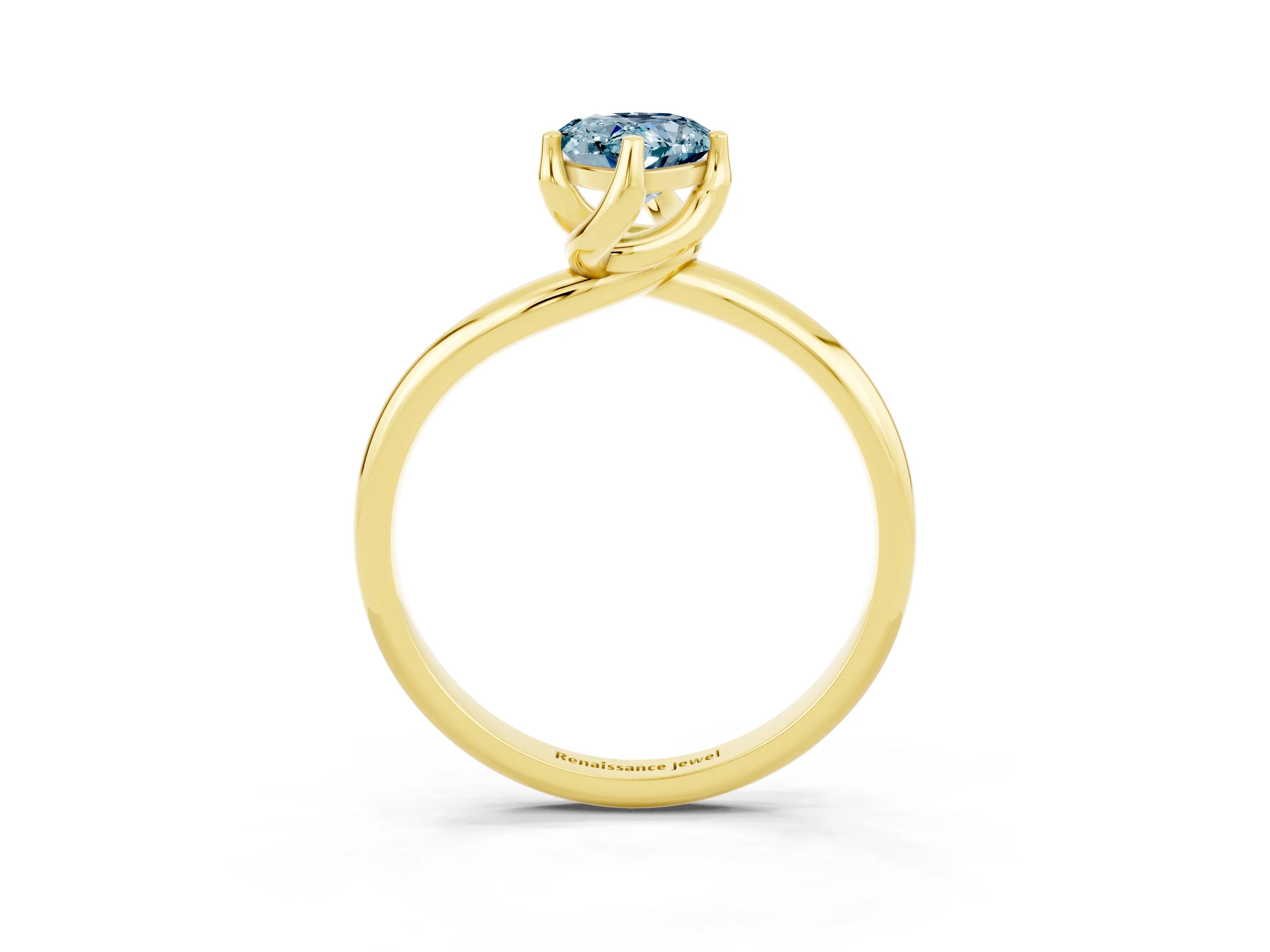 Yellow gold Pear Cut Aquamarine Solitaire Engagement Ring with Four-Prong Setting and Classic Band_27