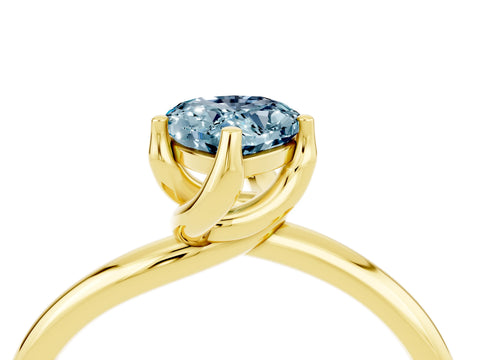 Yellow gold Pear Cut Aquamarine Solitaire Engagement Ring with Four-Prong Setting and Classic Band_28