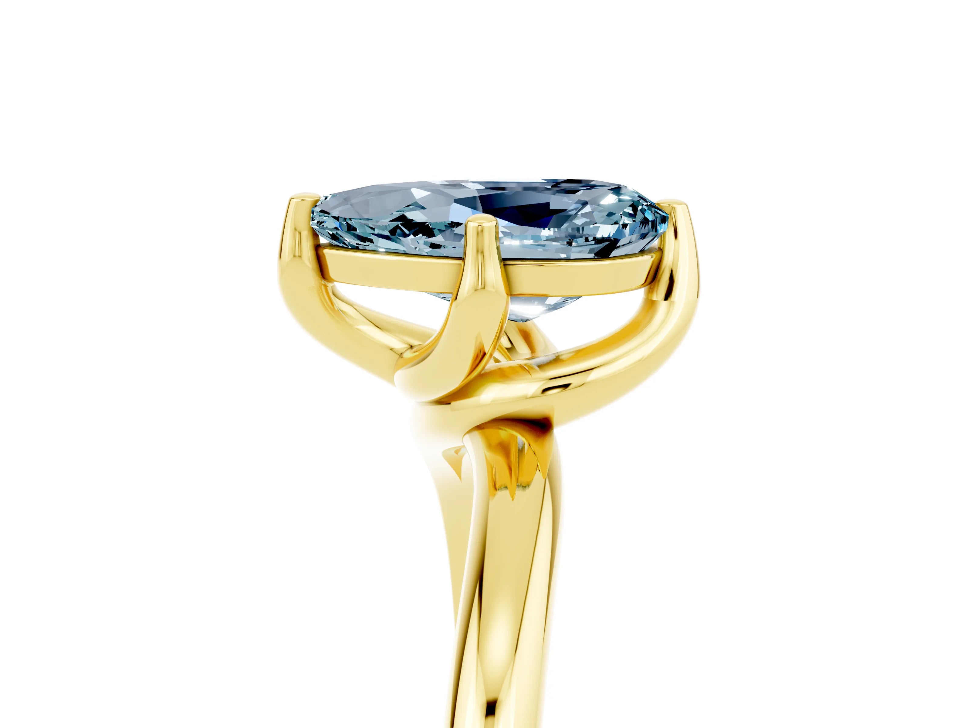Yellow gold Pear Cut Aquamarine Solitaire Engagement Ring with Four-Prong Setting and Classic Band_29
