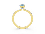 Yellow gold Pear Cut Aquamarine Solitaire Engagement Ring with Pavé Band and Four-Prong Setting_3