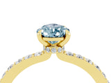 Yellow gold Pear Cut Aquamarine Solitaire Engagement Ring with Pavé Band and Four-Prong Setting_4
