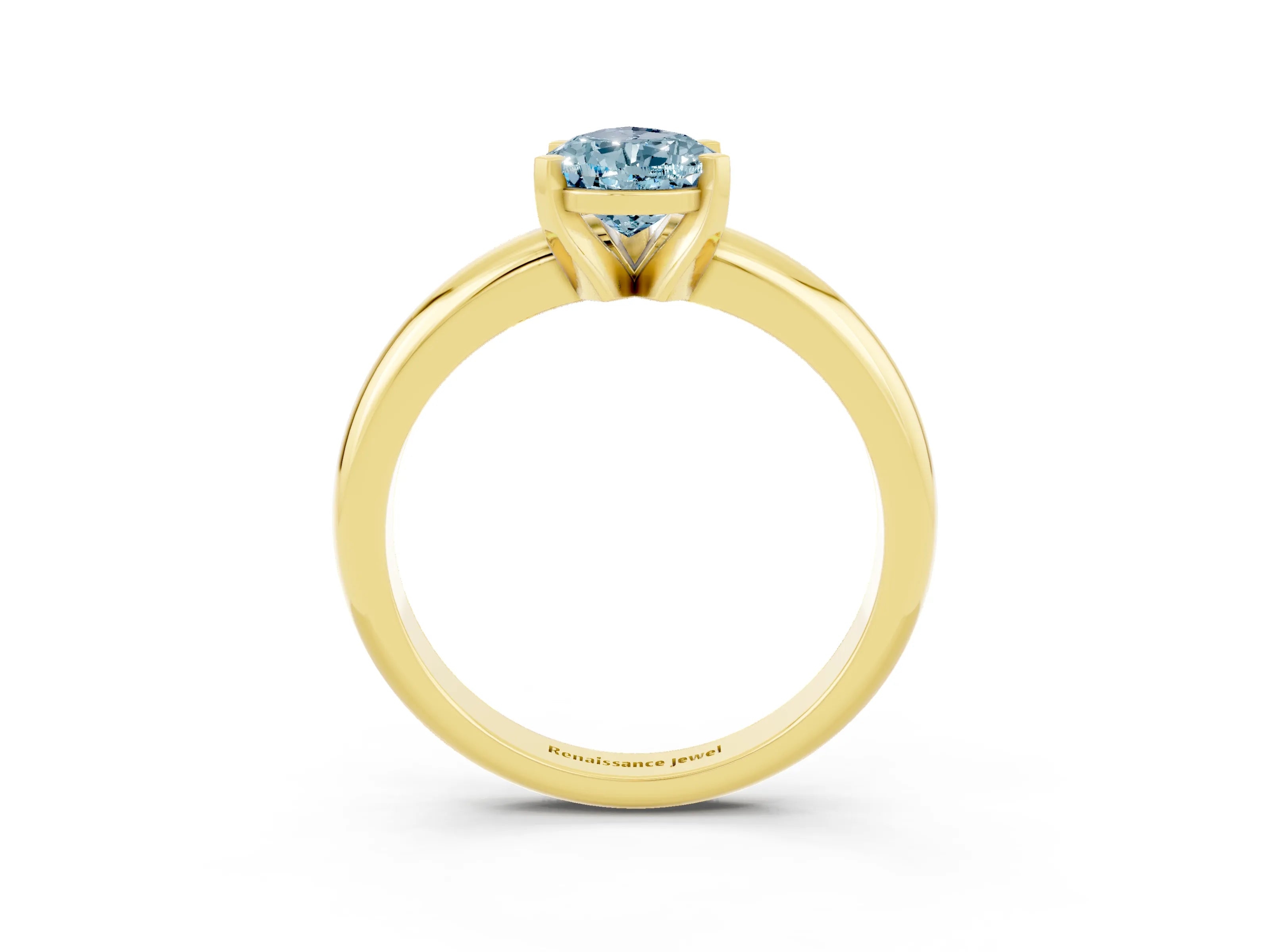 Yellow gold Pear Cut Aquamarine Solitaire Engagement Ring with Round Band and Four-Prong Setting_3