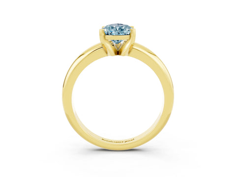 Yellow gold Pear Cut Aquamarine Solitaire Engagement Ring with Round Band and Four-Prong Setting_3