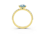 Yellow gold Pear Cut Aquamarine Solitaire Pavé Band with Four-Prong Setting_3