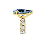 Yellow gold Pear Cut Aquamarine Solitaire Pavé Band with Four-Prong Setting_5