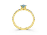 Yellow gold Pear Cut Aquamarine Solitaire Pavé Engagement Ring with Round Band and Prong Setting_15