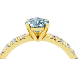 Yellow gold Pear Cut Aquamarine Solitaire Pavé Engagement Ring with Round Band and Prong Setting_16