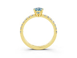 Yellow gold Pear Cut Aquamarine Solitaire Pavé Engagement Ring with Round Band and Prong Setting_69