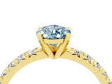 Yellow gold Pear Cut Aquamarine Solitaire Pavé Engagement Ring with Round Band and Prong Setting_70