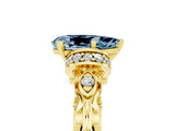 Yellow gold Pear Cut Aquamarine Solitaire Ring with Filigree Band and Four-Prong Setting_29