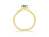 Yellow gold Pear Cut Aquamarine Solitaire Ring with Flower Prong Setting and Classic Band_15