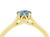 Yellow gold Pear Cut Aquamarine Solitaire Ring with Flower Prong Setting and Classic Band_16