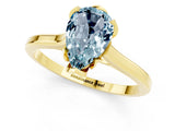 Yellow gold Pear Cut Aquamarine Solitaire Ring with Flower Prong Setting and Classic Band_37