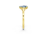 Yellow gold Pear Cut Aquamarine Solitaire Ring with Flower Prong Setting and Classic Band_38