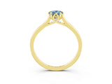 Yellow gold Pear Cut Aquamarine Solitaire Ring with Flower Prong Setting and Classic Band_39