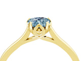 Yellow gold Pear Cut Aquamarine Solitaire Ring with Flower Prong Setting and Classic Band_40