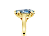 Yellow gold Pear Cut Aquamarine Solitaire Ring with Flower Prong Setting and Classic Band_41