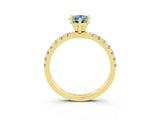 Yellow gold Pear Cut Aquamarine Solitaire Ring with Pavé Accents and Four-Prong Setting_3