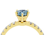 Yellow gold Pear Cut Aquamarine Solitaire Ring with Pavé Accents and Four-Prong Setting_4