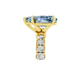 Yellow gold Pear Cut Aquamarine Solitaire Ring with Pavé Accents and Four-Prong Setting_5