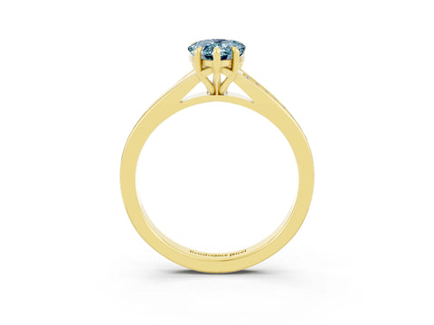 Yellow gold Pear Cut Aquamarine Solitaire Ring with Pavé Band and Prong Setting_3