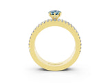 Yellow gold Pear Cut Aquamarine Solitaire Ring with Pavé and Channel Set Band_3
