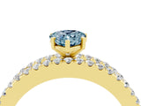 Yellow gold Pear Cut Aquamarine Solitaire Ring with Pavé and Channel Set Band_4