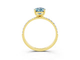 Yellow gold Pear Cut Aquamarine Solitaire Ring with Pave Band and Four Prong Setting_27