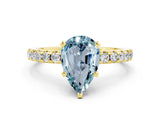 Yellow gold Pear Cut Aquamarine Solitaire Ring with Round  Pavé Band and Four-Prong Setting_36