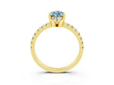 Yellow gold Pear Cut Aquamarine Solitaire Ring with Round  Pavé Band and Four-Prong Setting_39