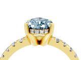 Yellow gold Pear Cut Aquamarine Solitaire Ring with Round  Pavé Band and Four-Prong Setting_40