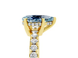 Yellow gold Pear Cut Aquamarine Solitaire Ring with Round  Pavé Band and Four-Prong Setting_41