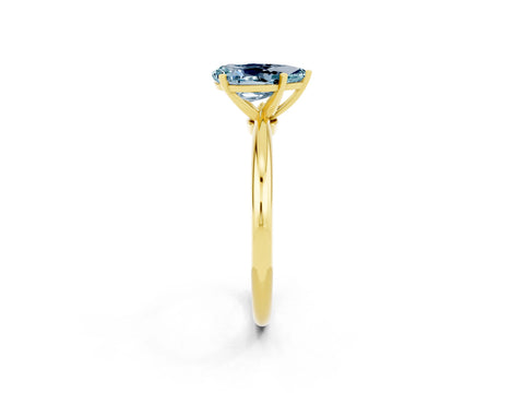 Yellow gold Pear Cut Aquamarine Solitaire Ring with Six-Prong Setting and Classic Band_2