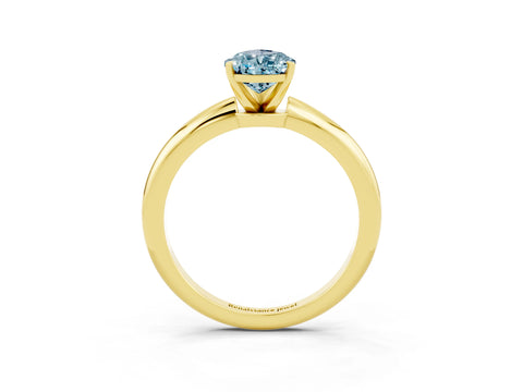 Yellow gold Pear Cut Aquamarine Solitaire Ring with Six-Prong Setting and Classic Band_3