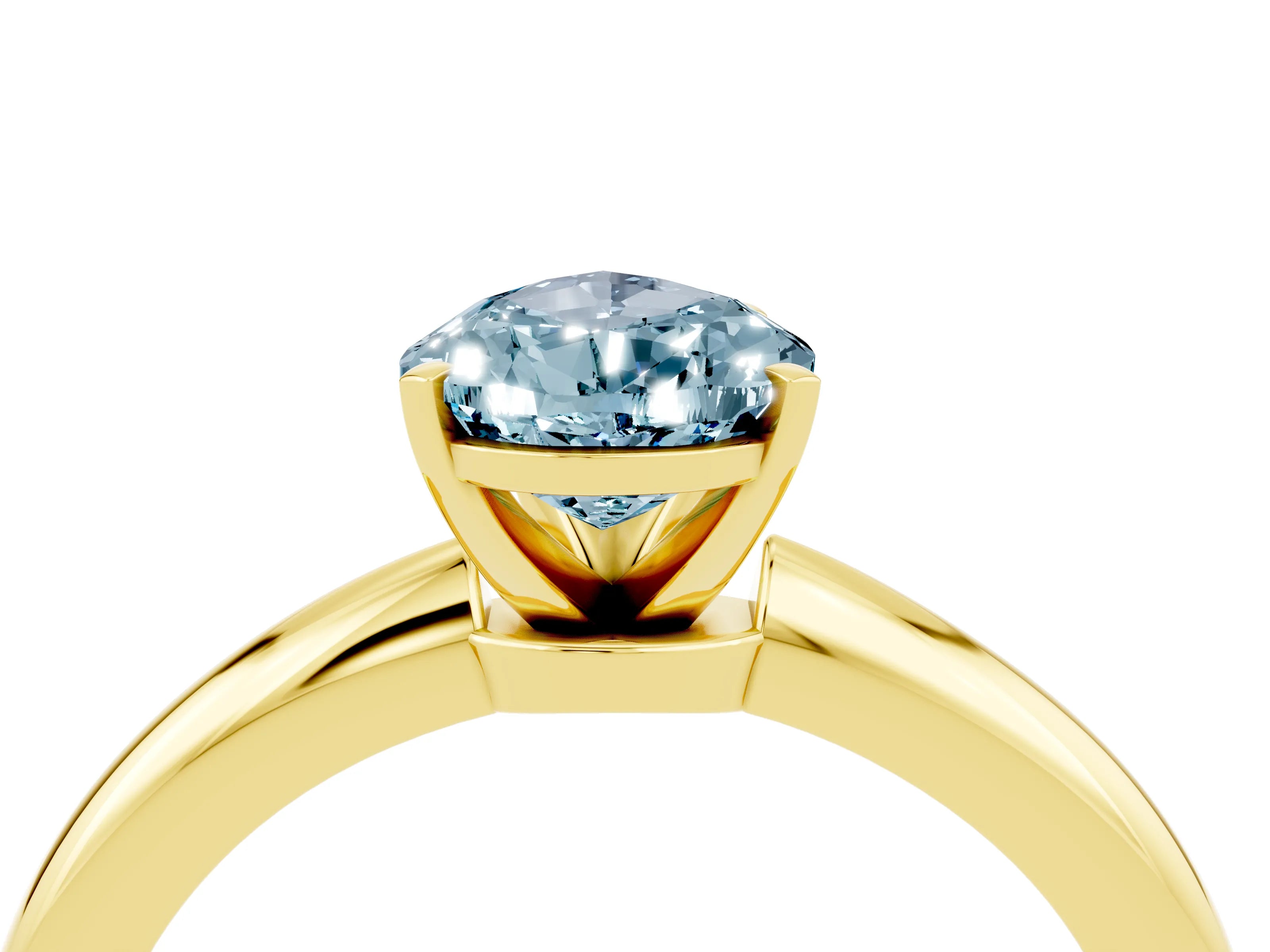 Yellow gold Pear Cut Aquamarine Solitaire Ring with Six-Prong Setting and Classic Band_4