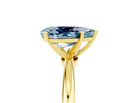 Yellow gold Pear Cut Aquamarine Solitaire Ring with Six-Prong Setting and Classic Band_5