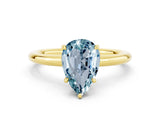 Yellow gold Pear Cut Aquamarine Solitaire Ring with Thin Band and Four-Prong Setting_12