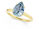 Yellow gold Pear Cut Aquamarine Solitaire Ring with Thin Band and Four-Prong Setting_13